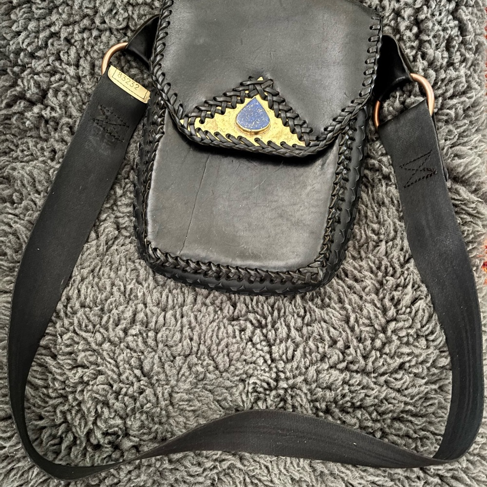 Real Black Leather Crossbody Bag